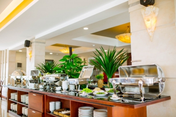 Food counter at restaurant